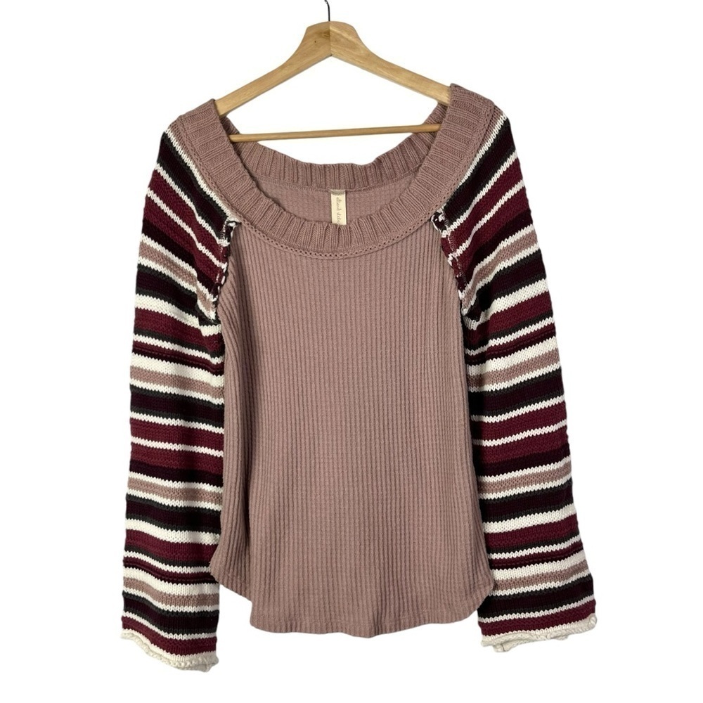 Altar'd State Pink Knit Woodrose Long Sleeve Top‎ M